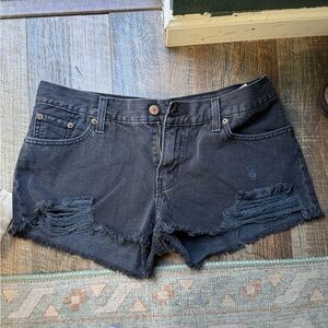 Levi's Black Distressed Jean Shorts